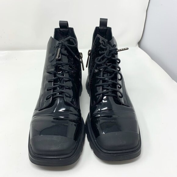 Vitto Rossi Women's Booties Black Patent Leather Square "Cap Toe" EU 38 US 7/7.5 - Picture 1 of 10